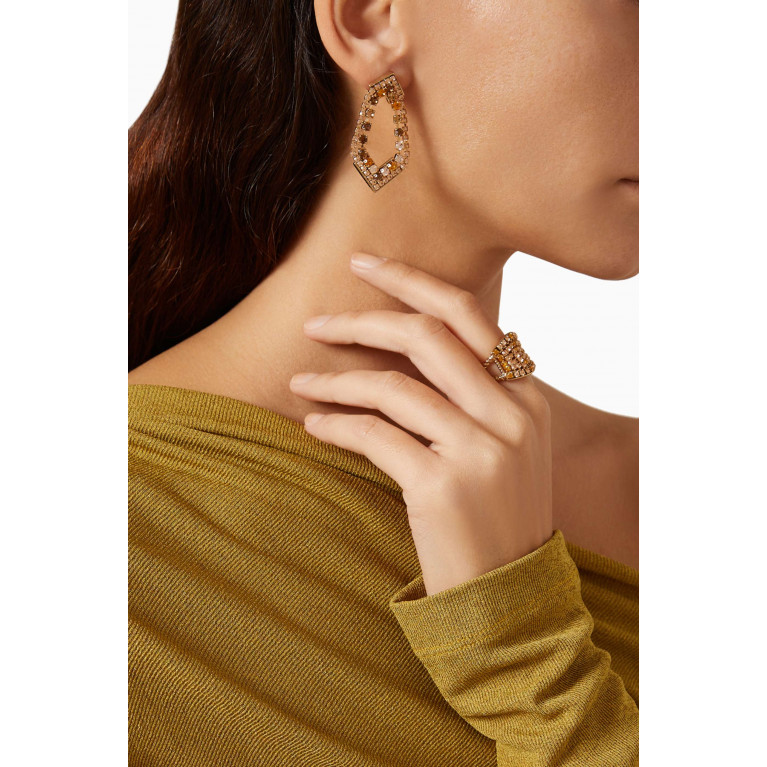 Satellite - Prestige Crystal Stud Earrings in 14kt Gold-plated Metal