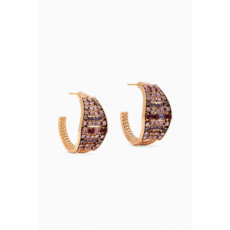 Satellite - Prestige Crystal Rhinestone Hoop Earrings in 14kt Gold-plated Metal