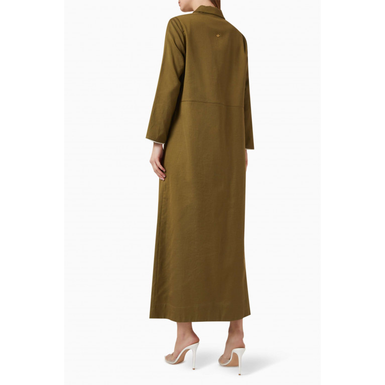 CHI-KA - Buttoned Coat Abaya in Viscose Linen-blend
