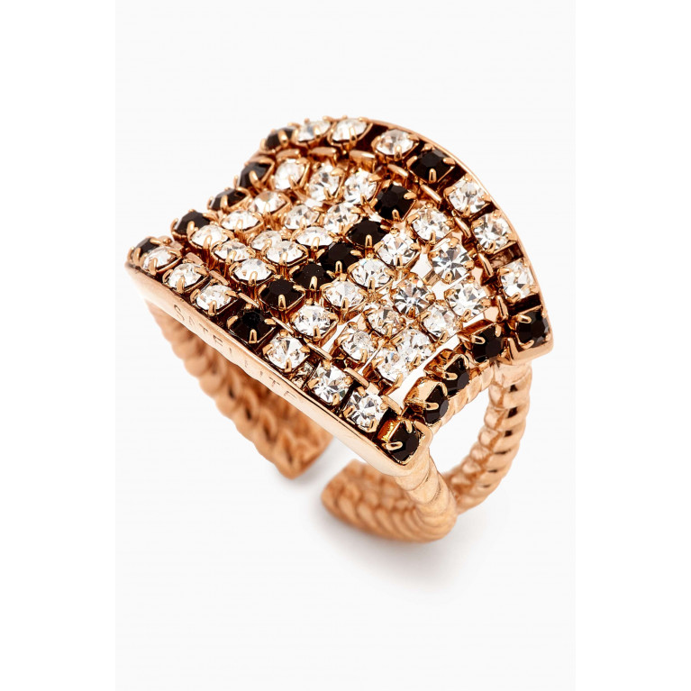 Satellite - Timeless Prestige Crystal Adjustable Ring in 14kt Gold-plated Metal