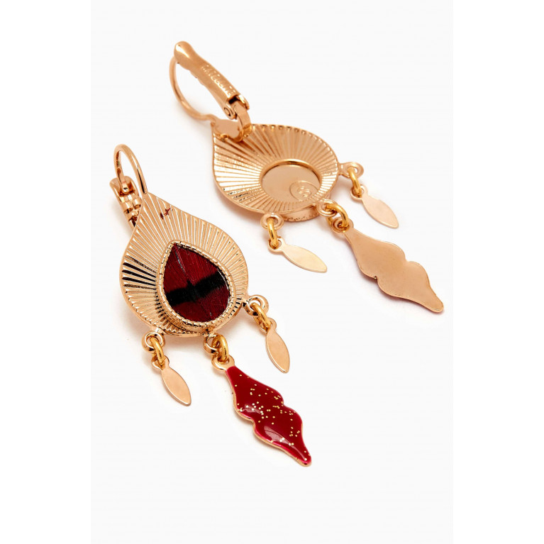 Satellite - Feather Sleeper Earrings in 14kt Gold-plated Metal