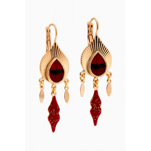Satellite - Feather Sleeper Earrings in 14kt Gold-plated Metal