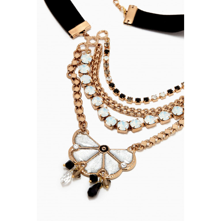 Satellite - Prestige Crystal Choker Necklace in 14kt Gold-plated Metal