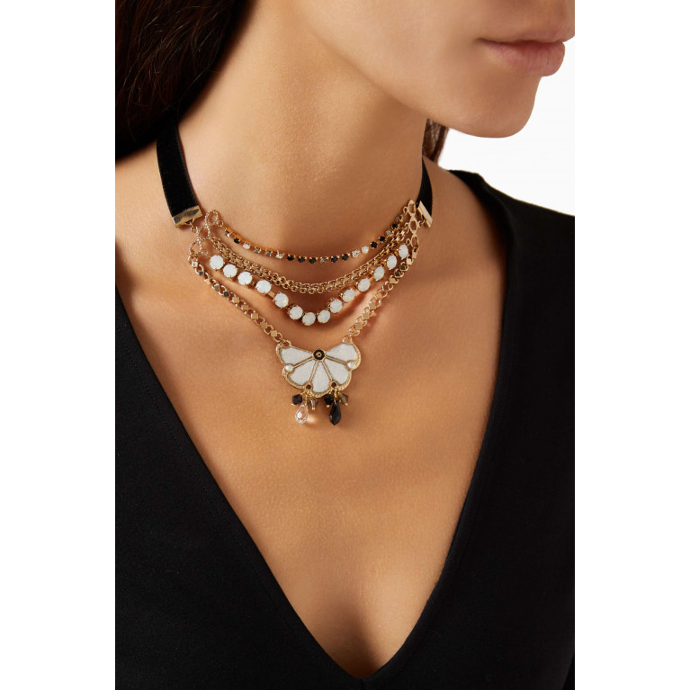 Satellite - Prestige Crystal Choker Necklace in 14kt Gold-plated Metal