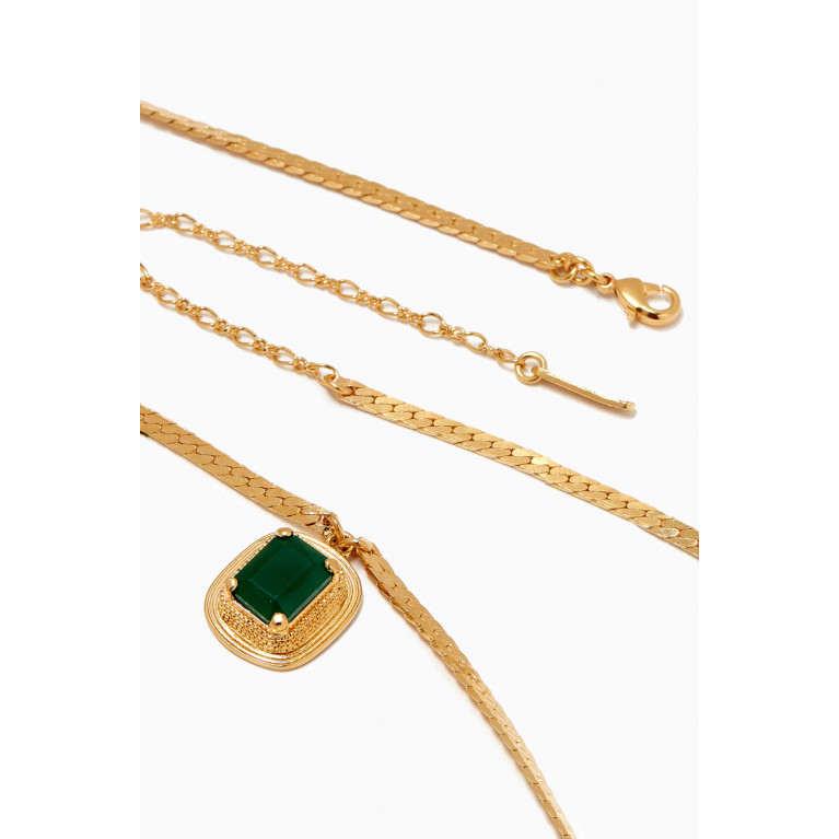 Satellite - Cabochon Pendant Necklace in 14kt Gold-plated Metal