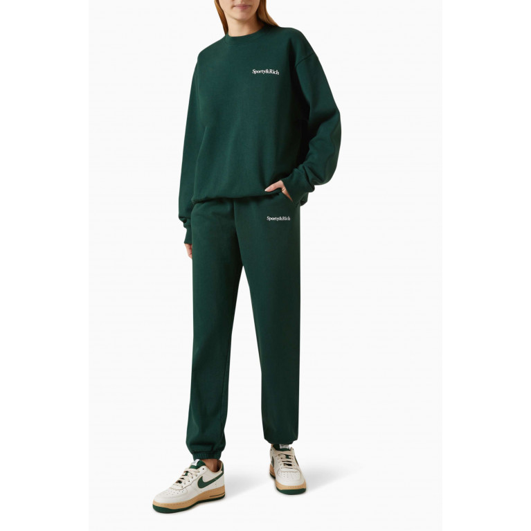 Sporty & Rich - Serif Logo Embroidered Sweatpants in Cotton