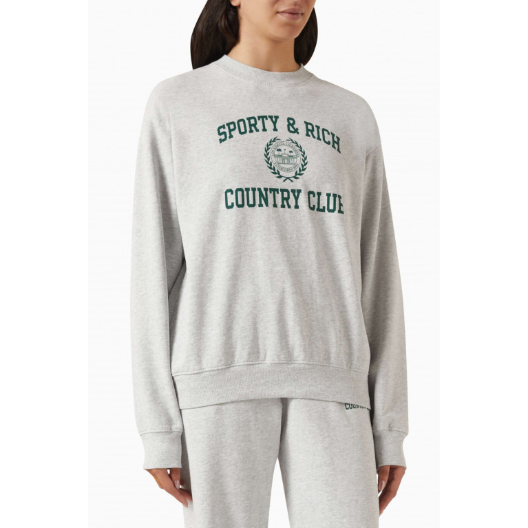 Sporty & Rich - Varsity Crest Crewneck Sweatshirt in Cotton-fleece