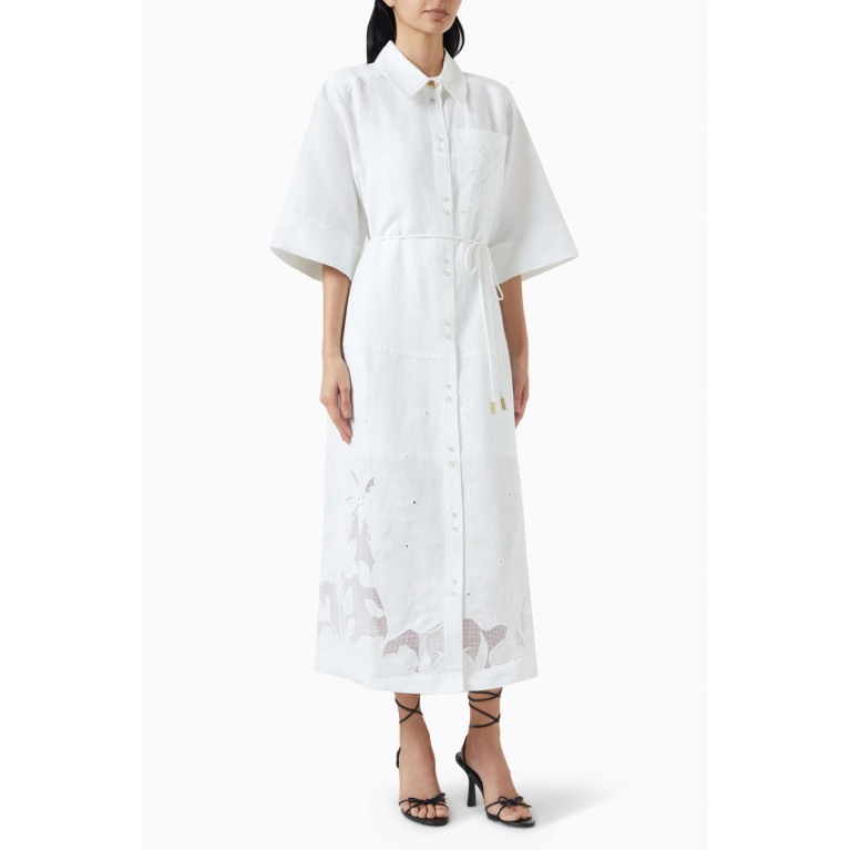Aje - Agua Embroidered Shirt Dress in Rayon