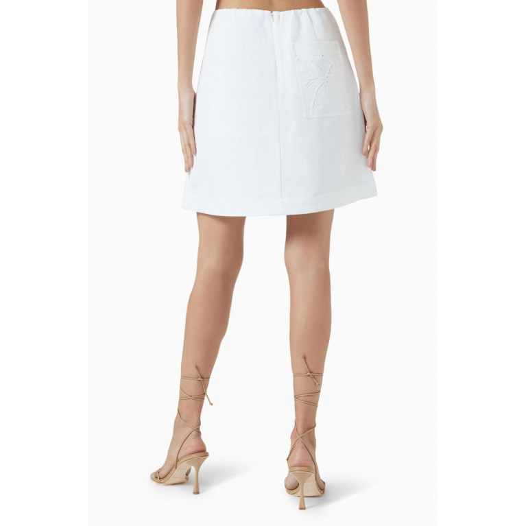 Aje - Agua Embroidered Mini Skirt in Linen