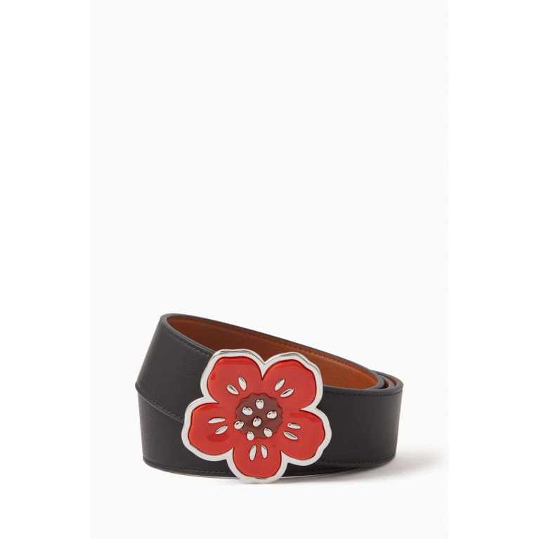 Kenzo - Flower Reversible Belt in Leather