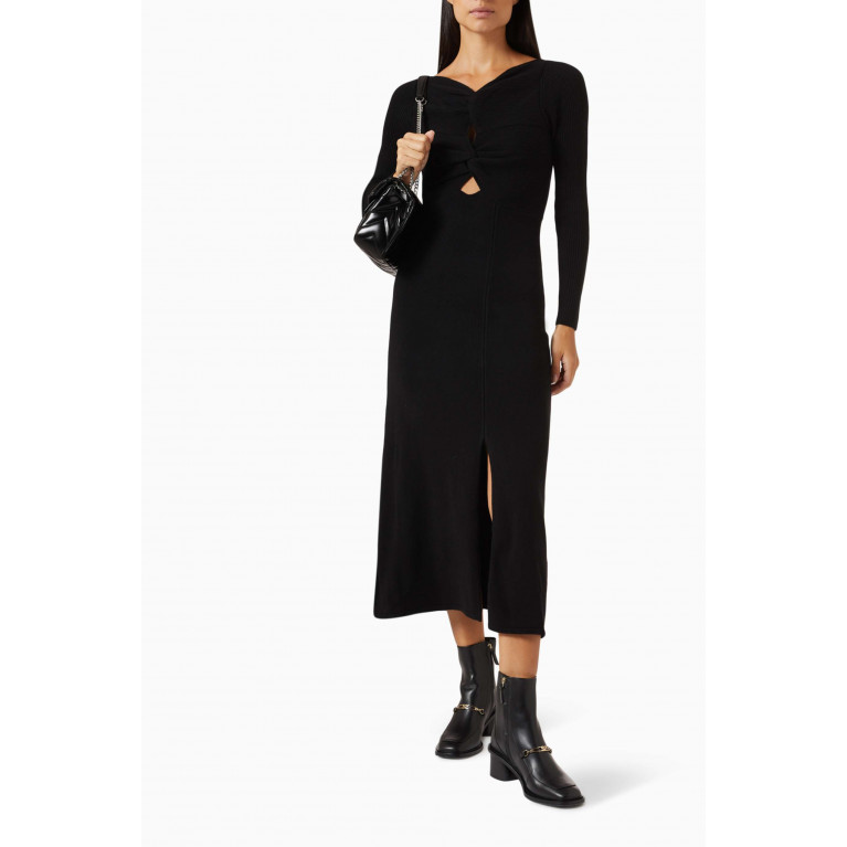 Sandro - Bowy Cable Knit Dress in Wool-Cashmere Blend