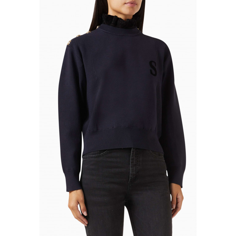 Sandro - Russ Cropped Turtleneck Sweater in Viscose
