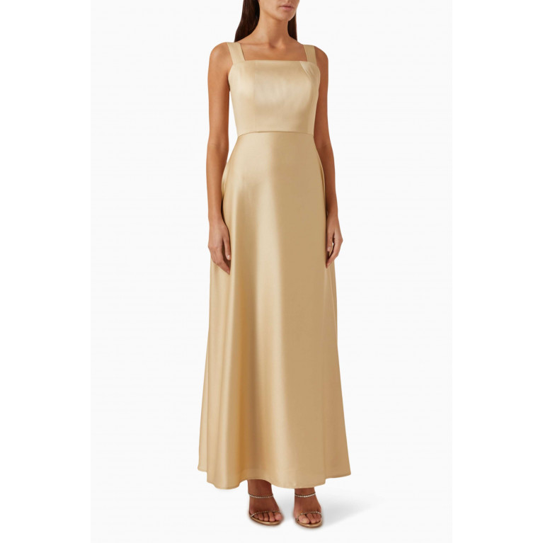 Eleganza La Mode - Beaded Detachable Maxi Dress in Tulle & Silk Gold
