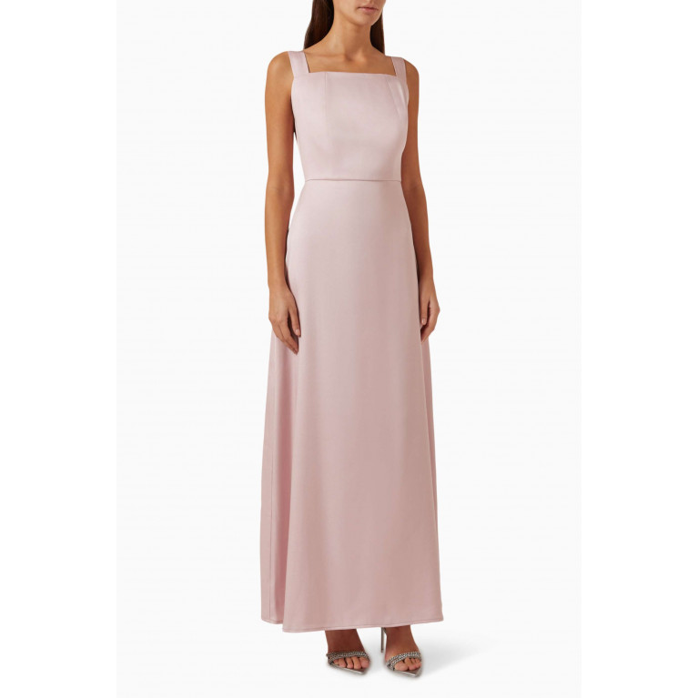 Eleganza La Mode - Beaded Detachable Maxi Dress in Tulle & Silk Pink