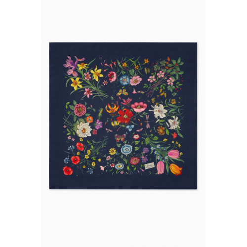 Gucci - Flora-print Scarf in Silk Carré