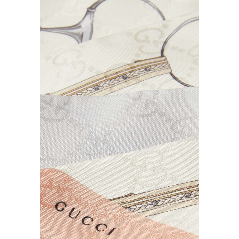 Gucci - Horsebit-print Neck Bow in Silk Jacquard