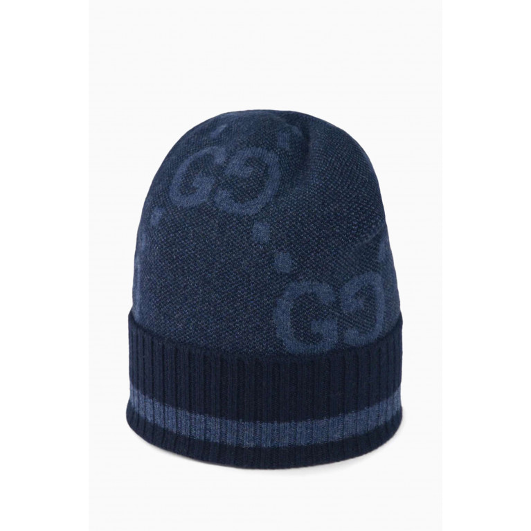 Gucci - Beanie Hat in GG Cashmere Jacquard