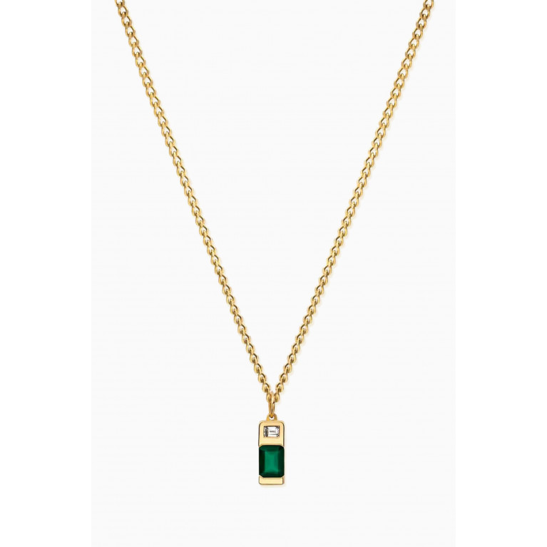 Miansai - Everett Agate & Baguette Sapphire Necklace in Gold Vermeil
