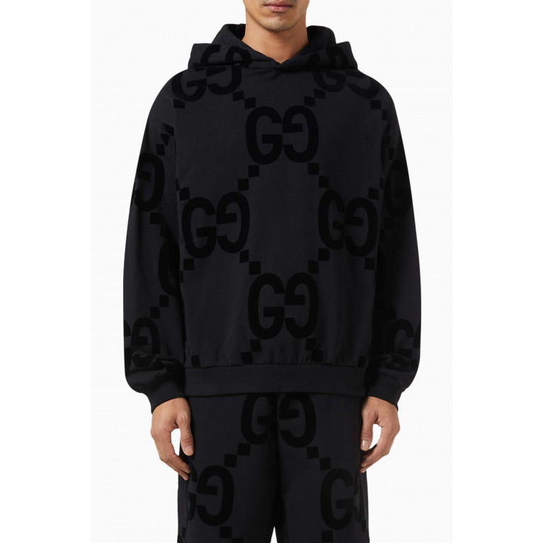 Gucci - GG Print Hoodie in Cotton Jersey Fleece
