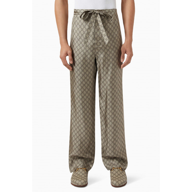 Gucci - GG Supreme Print Trousers in Silk Twill