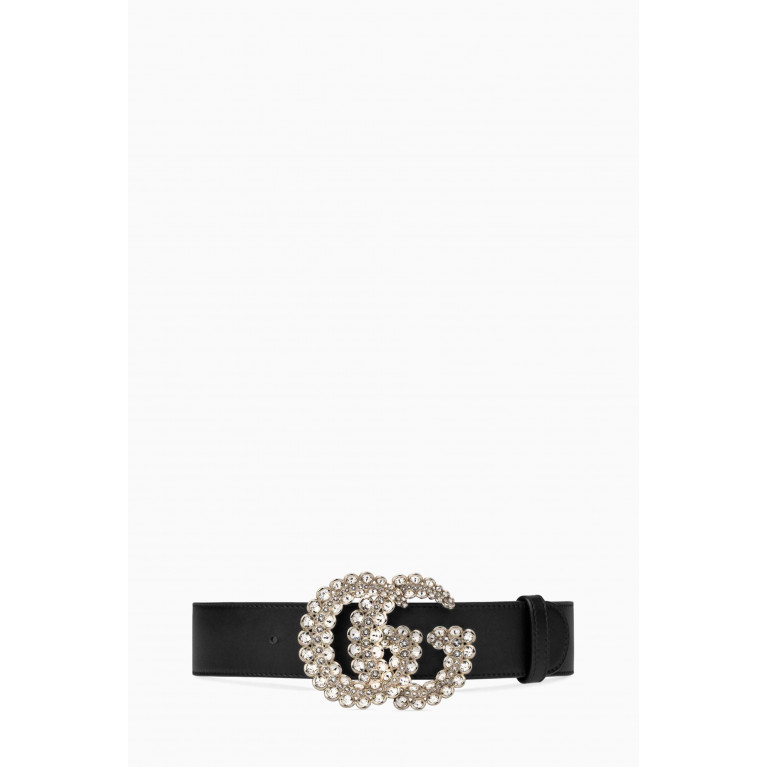 Gucci - Double G Crystal Buckle Belt in Leather