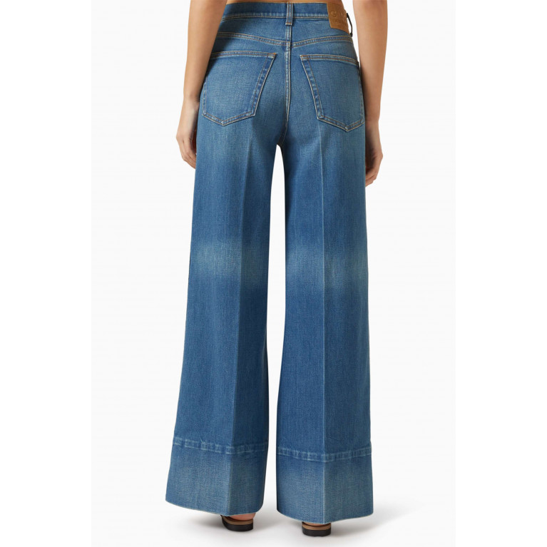 Gucci - Flare Pants with Gucci Label in Denim