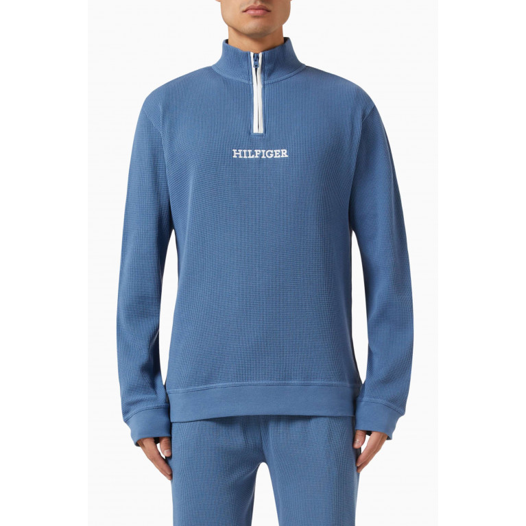 Tommy Hilfiger - Monotype Lounge Half-zip Sweater in Cotton Waffle