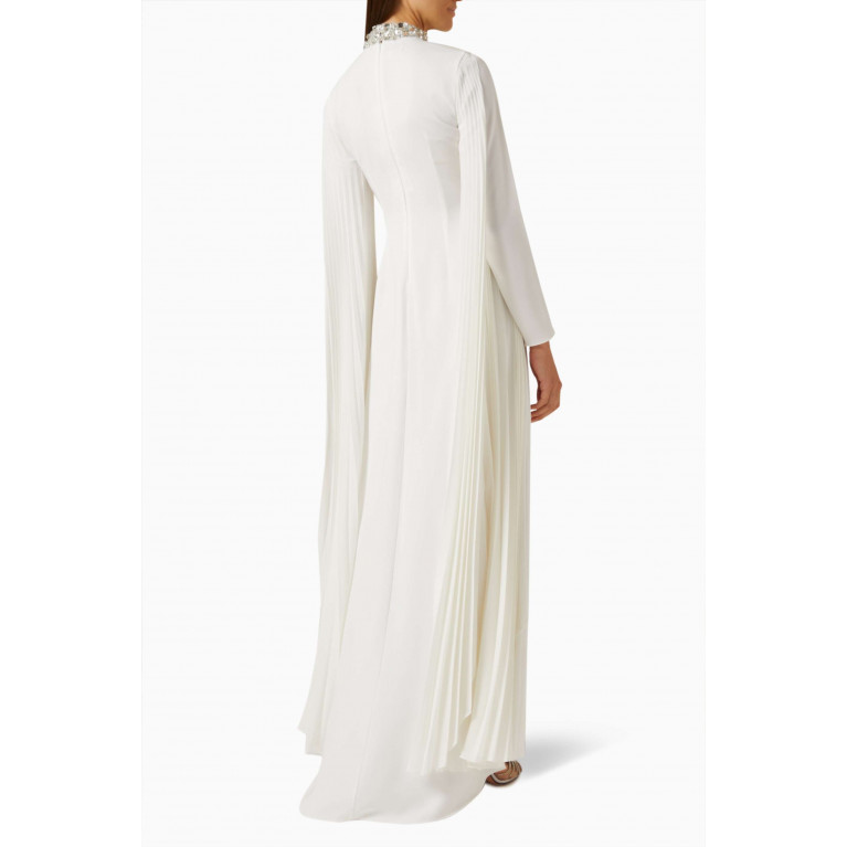 Anatomi - Ciela Embellished Cape-sleeve Gown White
