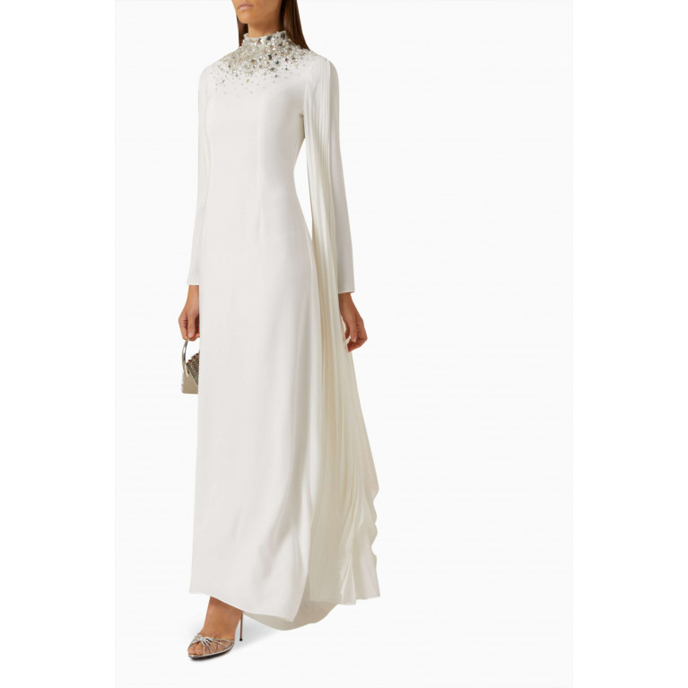 Anatomi - Ciela Embellished Cape-sleeve Gown White