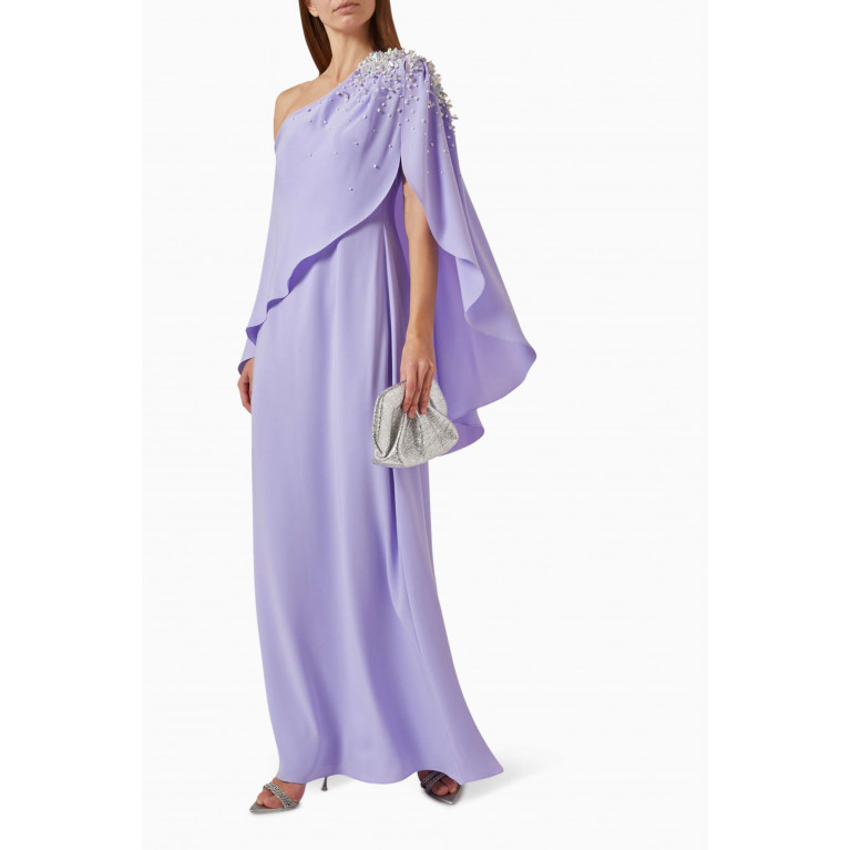 Anatomi - Cleva One-shoulder Cape Maxi Dress Purple