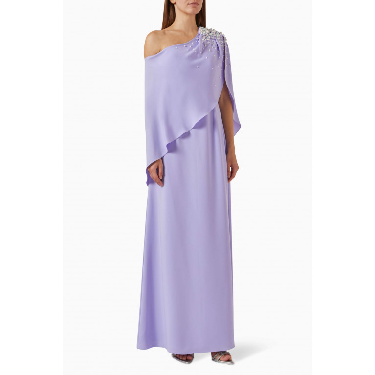 Anatomi - Cleva One-shoulder Cape Maxi Dress Purple