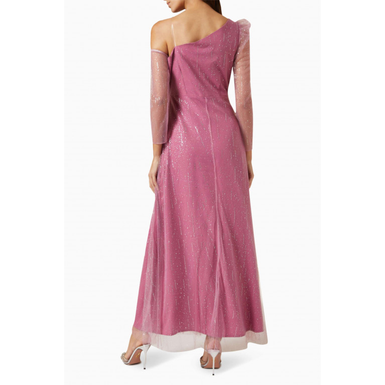 Amri - One-shoulder Embellished Maxi Dress Pink