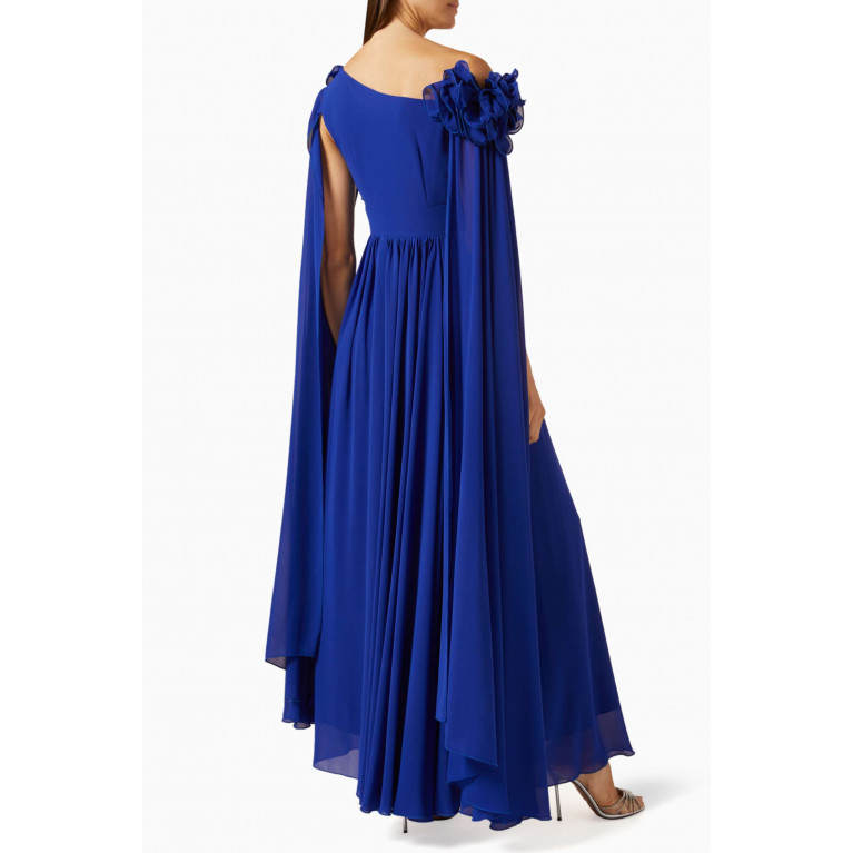 Amri - Off-shoulder Ruffle Maxi Dress Blue