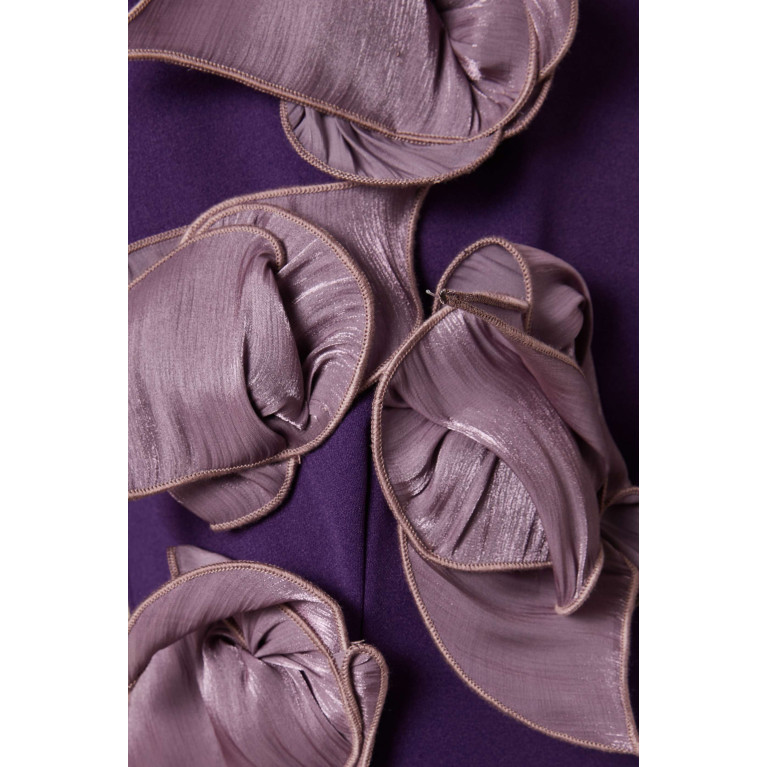 Amri - 3D Floral Applique Maxi Dress Purple
