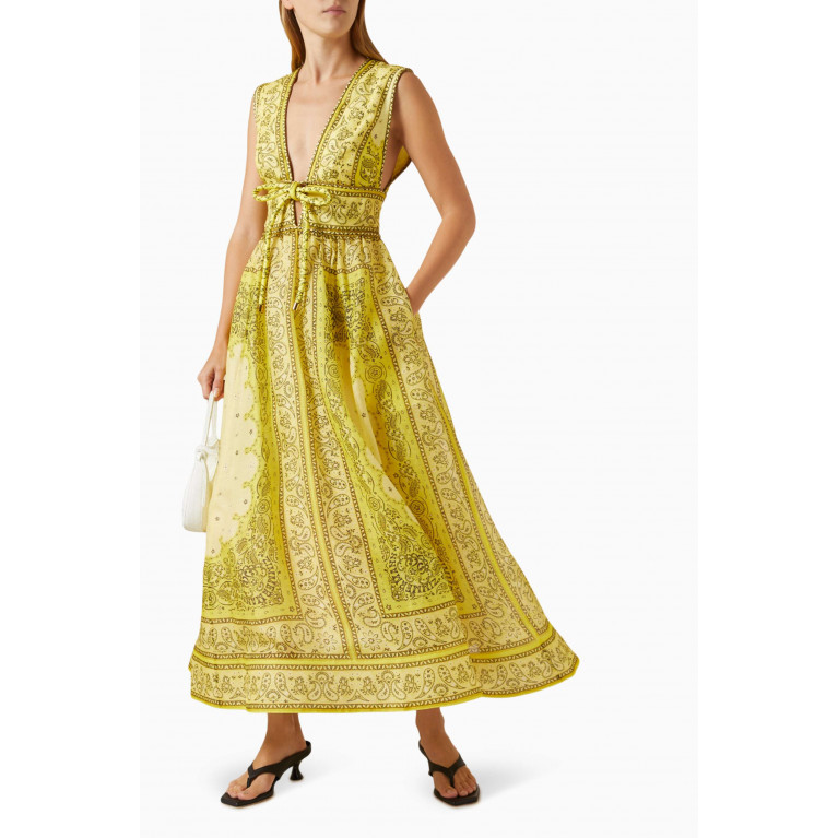 Zimmermann - Matchmaker Bow Maxi Dress in Silk-linen