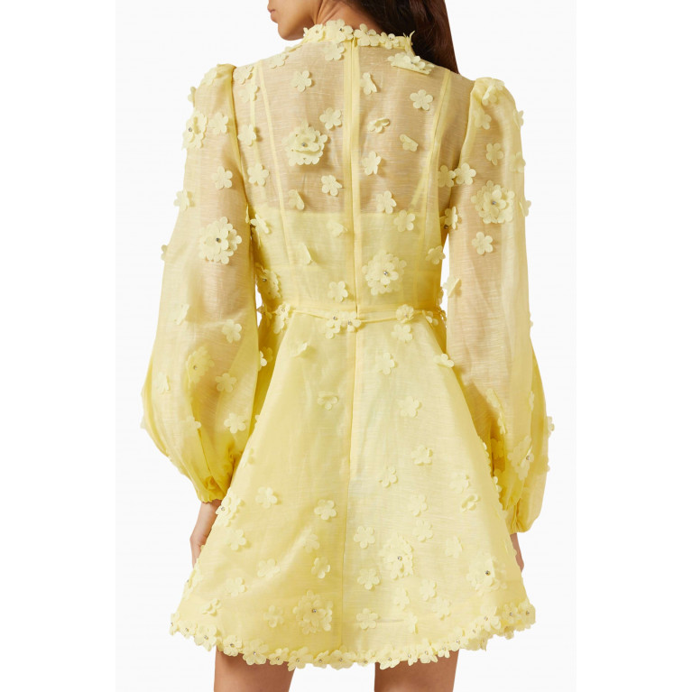 Zimmermann - Matchmaker Floral-applique Mini Dress in Silk-linen Organza