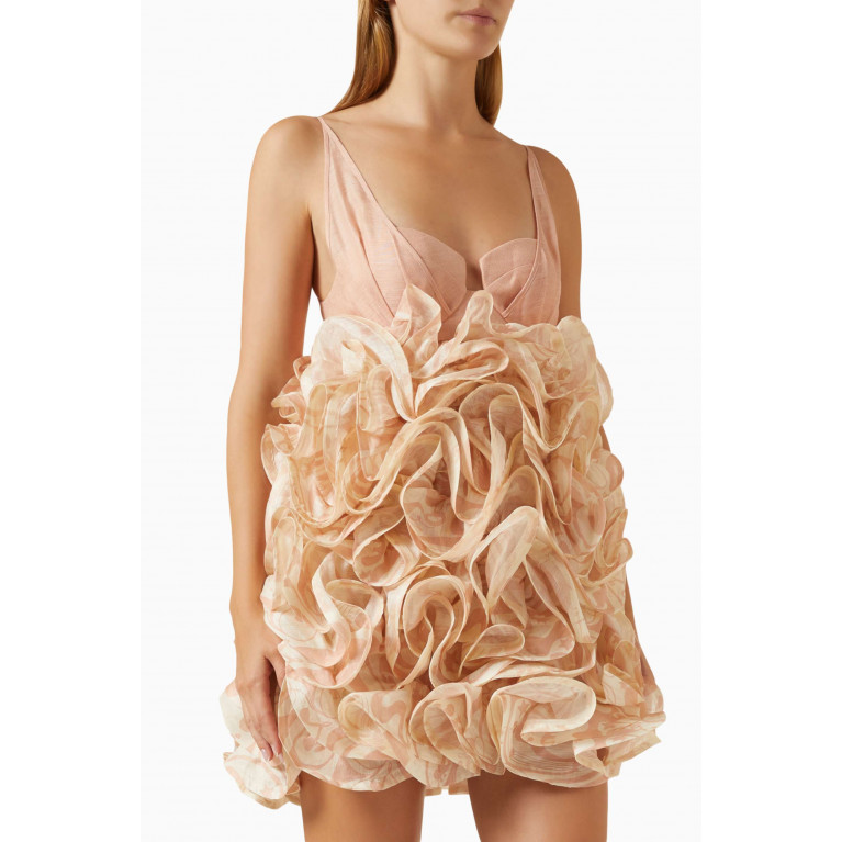 Zimmermann - Matchmaker Ruffle Mini Dress in Silk Linen Organza