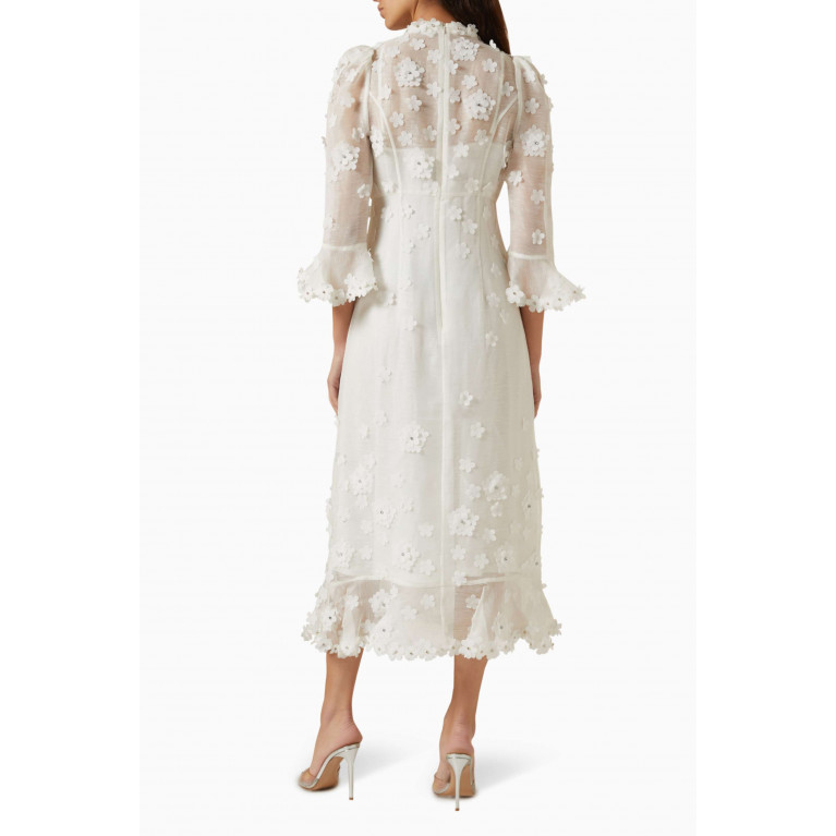 Zimmermann - Matchmaker Floral-applique Midi Dress in Silk-linen Organza
