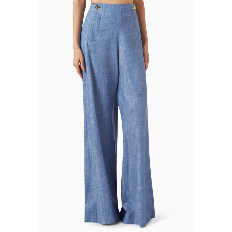 Alexis - Neale Wide-leg Pants in Chambray