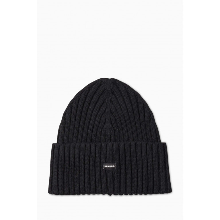 Sandro - Ribbed Beanie in Wool-blend