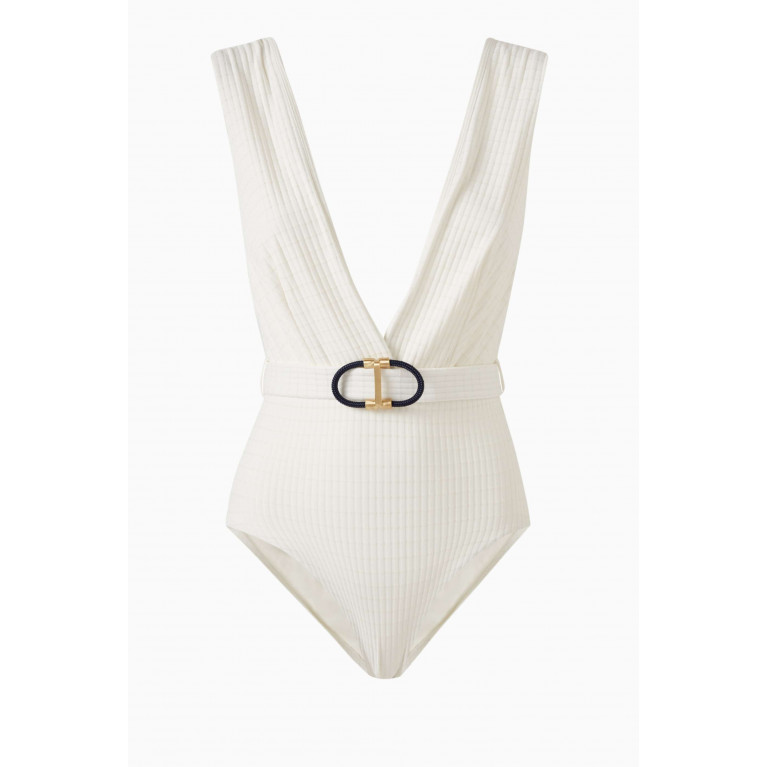 Zimmermann - Alight Textured Plunge One-piece Swimsuit in Lycra