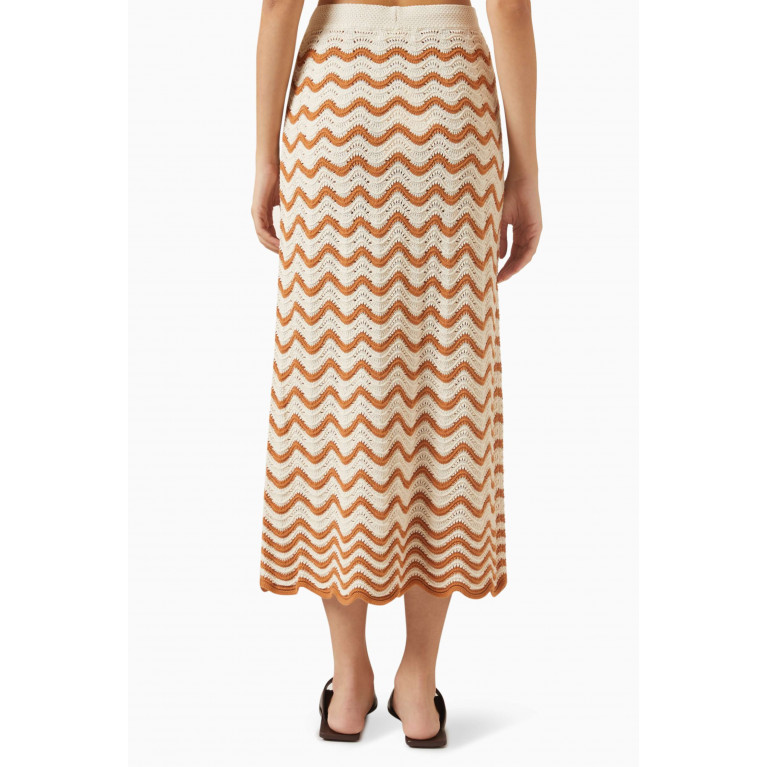 Zimmermann - Junie Scalloped Maxi Skirt in Textured Knit