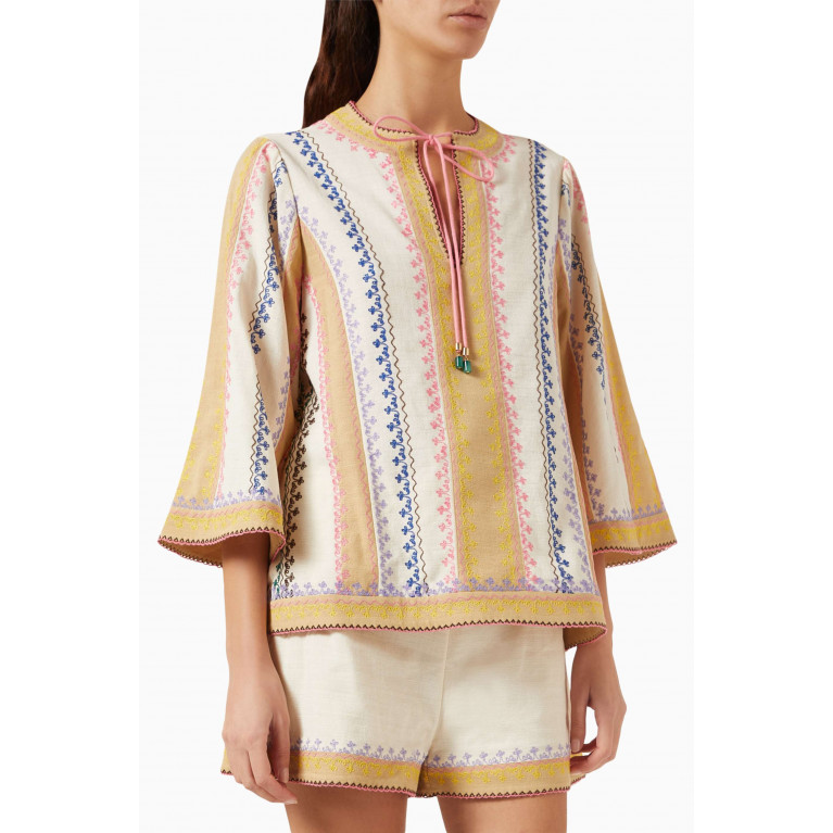 Zimmermann - August Embroidered Top in Cotton