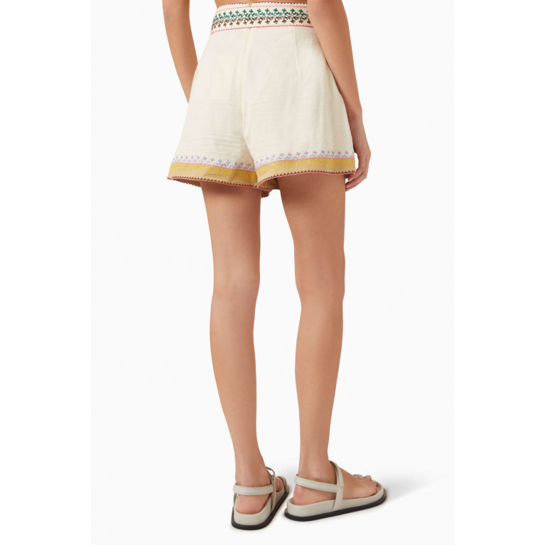 Zimmermann - August Embroidered Shorts in Cotton