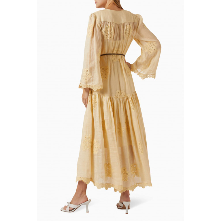 Zimmermann - Acadian Embroidered Maxi Dress in Ramie