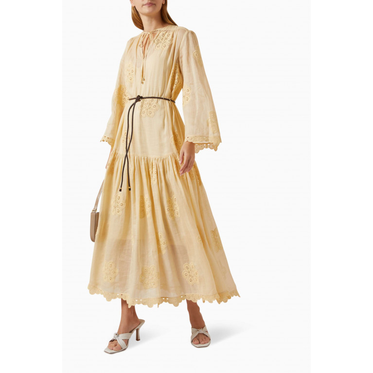 Zimmermann - Acadian Embroidered Maxi Dress in Ramie