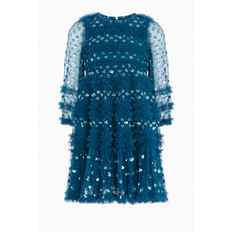 Needle & Thread - Dot Shimmer Dress in Recycled Tulle Blue