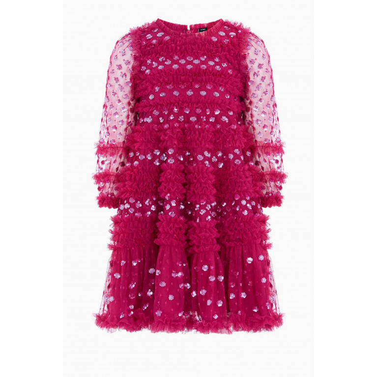 Needle & Thread - Dot Shimmer Dress in Recycled Tulle Pink