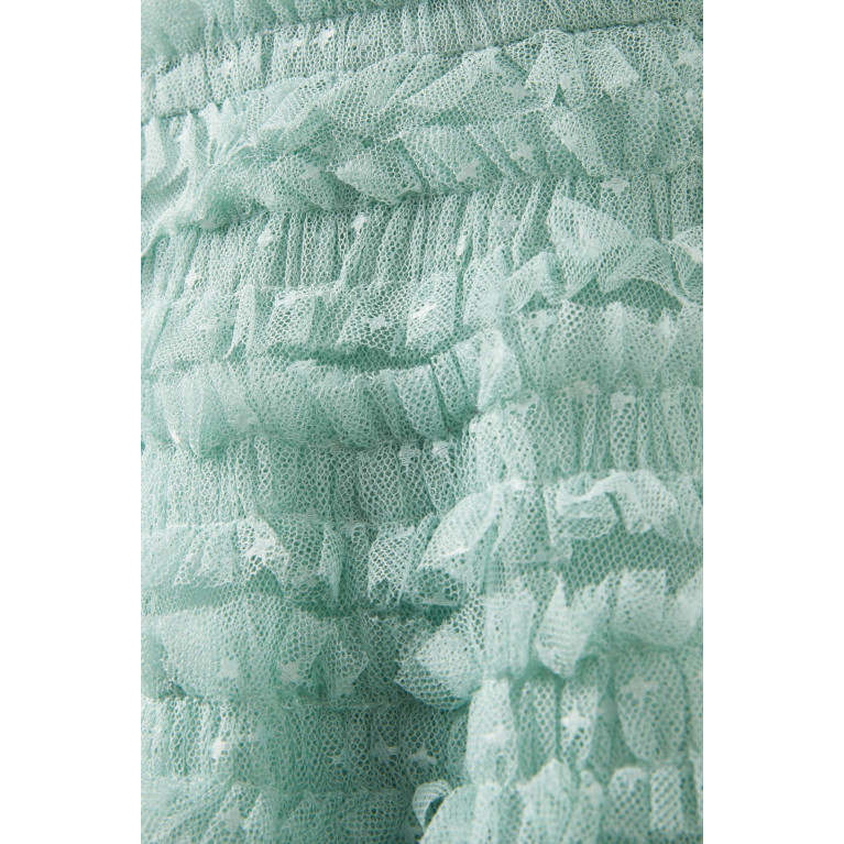 Needle & Thread - Lisette Ruffled Dress in Recycled Tulle Green