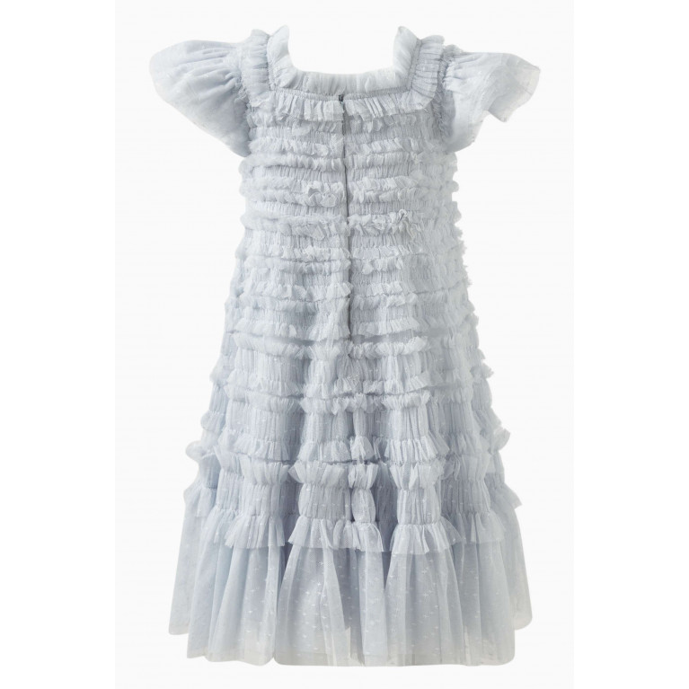 Needle & Thread - Lisette Ruffled Dress in Recycled Tulle Blue